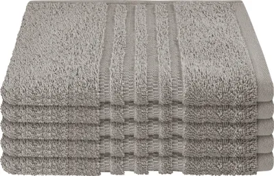 Produktbild von Schiesser Frottier Gästetuch Milano im 5er Set | 100% Baumwolle aus nachhaltiger Produktion | weich, saugstark, farbecht | 30x50cm | Hellgrau