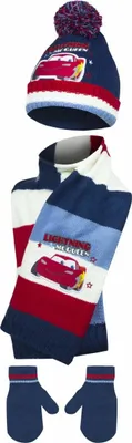 Zdjęcie produktu dla Zestaw dziecięcy Disney Cars - czapka, szalik i rękawiczki na ciepłe zimowe dni Granatowy 48 cm