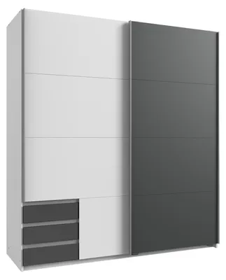 Produktbild von Schwebetürenschrank 2-trg. Kleiderschrank 179 cm Weiß Grafit Schubladen Ausstattung / 22689