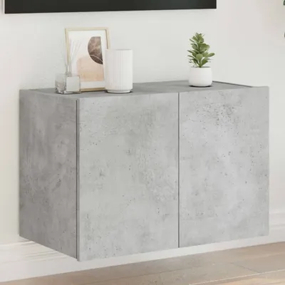 Imagen del producto de Maison Exclusive: Mueble de pared para televisión con iluminación LED, color gris cemento, 60x35x41 cm