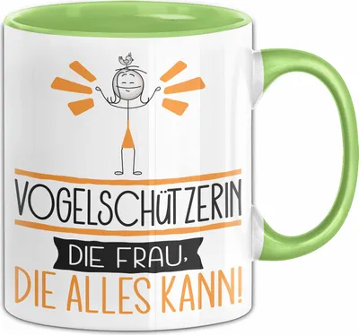 Produktbild von Vogelschützerin Geschenk Tasse Becher Die Frau Die Allen Kann Geschenkidee für eine Vogelschützerin Lustig (Grün)