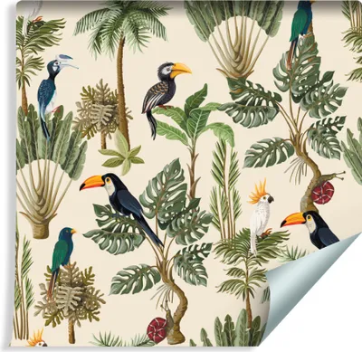 Produktbild von 10m VLIES TAPETE Rolle Ornamente Vintage Stil Vügel Pflanzen XXL