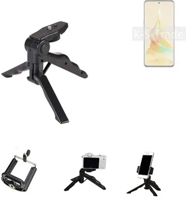 Produktbild von K-S-Trade Stativ Tisch-Ständer Dreibein Handy-Stativ Ständer kompatibel mit Oppo Reno8 T 5G Mini-Stativ Smartphone Tripod Handy-Stativ aus Plastik