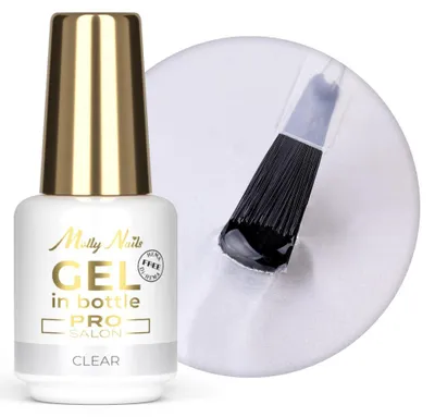 Produktbild von Gel in Bottle Molly Nails Pro Salon Clear – Aufbaugel mit Pinsel, HEMA/Di-HEMA-frei, 15 g