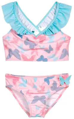 Zdjęcie produktu dla Strój kąpielowy dwuczęściowy dla dziewczynek Playshoes, różowy, z motylami, rozmiar 134/140 cm