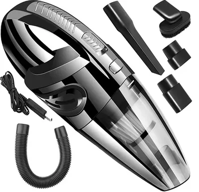Produktbild von Handstaubsauger Akku 120W, Mini Staubsauger Kabellos für Auto Haushalt, Nass Trockensauger, Waschbarer HEPA Filter, USB Ladegerät, Zubehör