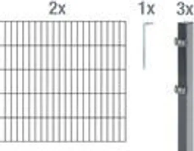 Produktbild von Alberts Doppelstabmatten Zaun, Höhe 80 cm, Länge 4 m, Zaun-Komplettset zum Einbetonieren, anthrazit, Pfosten 60x40 mm