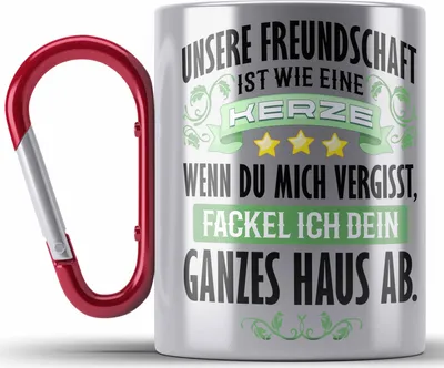 Produktbild von Trendation - Beste Freundin Freund Edelstahl Tasse Karabiner Geschenk Beste Freundinnen Geburtstag Lustig Freundinnen Spruch Becher - Freundschaft Wie Eine Kerze (Rot)