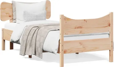Produktbild von Design Massivholzbett mit Kopfteil 75x190 cm Kiefer, Klassische Betten 2024 Neu