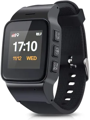 Image de Smart Watch avec Dual Way Call SOS Anti-Lost GPS Podomètre WiFi Tracking Moniteur à distance montres pour iPhone Android Phones (Noir)