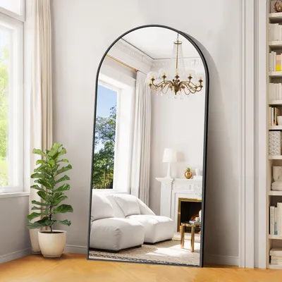 Immagine prodotto di Specchio a figura intera, 180x86 cm, nero. Specchio da terra curvo con cornice in metallo
