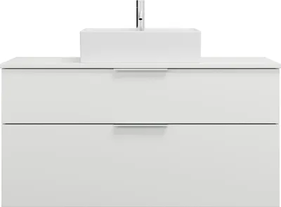 Image de burgbad Eqio meuble sous-lavabo avec plan de toilette, découpe au centre, 2 tiroirs, largeur 1200mm, WXXH120F6582G0146