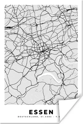 Produktbild von MuchoWow® Poster Deutschland - Stadtplan - Essen - Karte 80x120 cm - Papierdruck