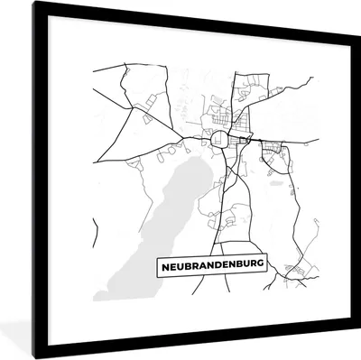 Produktbild von MuchoWow® Gerahmtes Poster Neubrandenburg - Karte - Lageplan 40x40 cm - Poster mit Schwarzem Bilderrahmen Wandposter Rahmen Foto Bilder - Poster - Plakat im Rahmen
