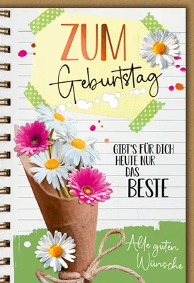 Produktbild von Geburtstag - Karte mit Umschlag - Gerbera mit Notizen