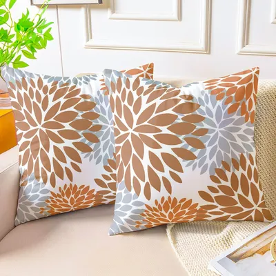 Produktbild von Set aus 2 Samtkissenbezügen, beige/grau/braun, 45x45 cm, dekorative moderne Kissenbezüge für Sofa oder Wohnzimmer.