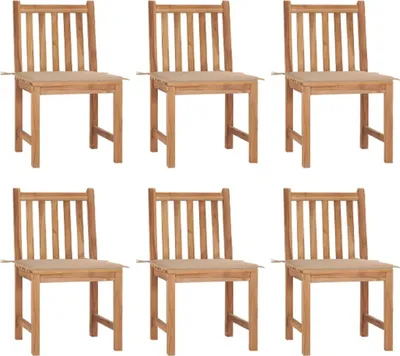 Produktbild von Gartenstühle 6 Stk. mit Kissen Massivholz Teak