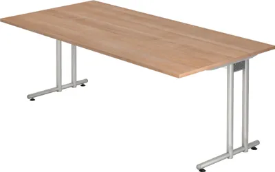 Produktbild von bümö Schreibtisch Serie-N - Nachbildung: Nussbaum, Größe:  200 x 100 cm