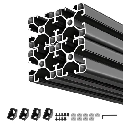 Immagine prodotto di SucceBuy 4040 Profili in alluminio, 4 pezzi da 40 cm, guide con scanalatura a T anodizzate conformi agli standard UE, robusti profili estrusi, guide in alluminio per stampanti 3D, progetti fai-da-te CNC e banchi da lavoro, nero