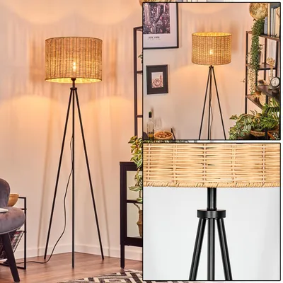 Produktbild von Dello Stehlampe aus Holz/Korbgeflecht/Rattan in Naturfarben/Schwarz