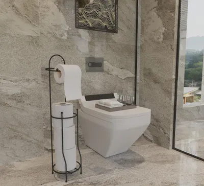 Immagine prodotto di Hermia Concept, SB161-B, portarotolo, 100% METALLO, nero, 15,5 x 15 x 66,5 cm