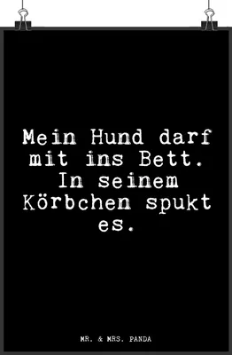 Produktbild von Mr. & Mrs. Panda Bild Mein Hund darf mit... DIN A4 - Schwarz - Geschenk, Wandbild, Glizer Spruch Sprüche Weisheiten Zitate Lustig Weisheit Worte, wanddeko, Plakat, drucke