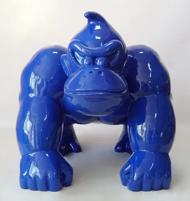 Produktbild von Casa Padrino XXL Deko Skulptur Gorilla Affe Blau H. 104 cm - XXL Deko Figur