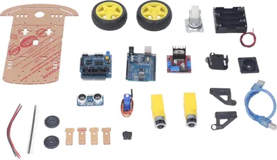 Obrázek produktu pro Inteligentní robotický automobilový podvozek Kit DIY Programovatelná vývojová deska 2WD Ultrazvuk s motorem MCU