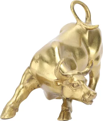 Productafbeelding van Koperen stierbeeldje van messing, decoratieve sculptuur voor op het bureau, geschikt voor kantoor, slaapkamer, boekenkast of winkel