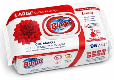 Zdjęcie produktu dla Bingo, chusteczki nawilżane Lovely, opakowanie zawierające 96 sztuk