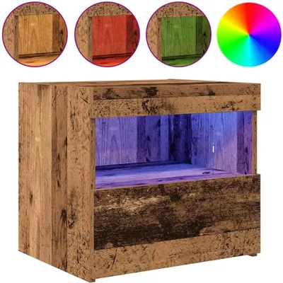 Image de vidaXL Table de nuit avec tiroirs vieux bois 50 x 40 x 45 cm Bois composite