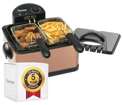 Produktbild von Heißluft Fritteuse Fritteusengerät - 4 Liter - 2000 W - Mit 3 Frittierkörben - Kupfer - Spülmaschinenfest