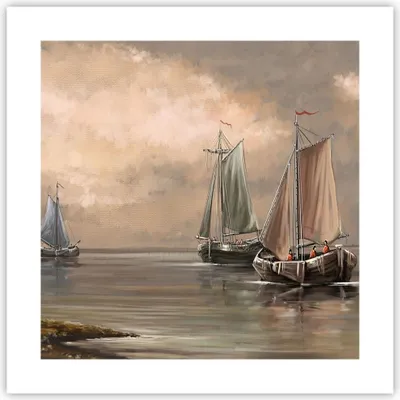 Produktbild von Poster - Poster ohne Rahmen - Meer Boot Fischer - 40x40 cm - Wand Bild - Wanddeko - Wandbilder - Kunstposter - Wandposter - Bilder - Kunstdruck - Wanddekoration - Wandbild - P2XAC40x40-3514