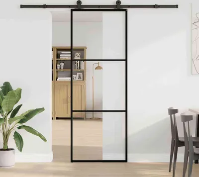 Immagine prodotto di Porta Scorrevole con Ferramenta 76x205cm Vetro ESG Alluminio