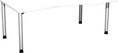 Produktbild von Schreibtisch rechts weiß/weißalu 4-Fuß Flex, BxT: 1800x800/1000mm