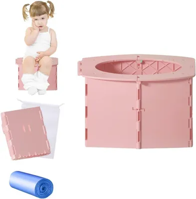 Produktbild von Klappbares Kindertoilet, Tragbares Reiseklo, Leicht, Kompakt, Rosa, für Camping