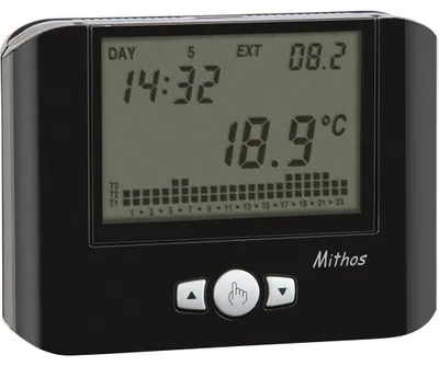 Zdjęcie produktu dla Termostat z programatorem czasowym Vemer Mithos, programowalny tygodniowo, czarny, VE312500, 1,5V