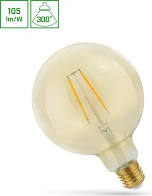 A close-up studio shot of a vintage-style globe light bulb with filament details.