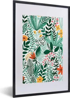 Produktbild von MuchoWow® Gerahmtes Poster Sommer - Natur - Muster 40x60 cm - Poster mit Schwarzem Bilderrahmen Wandposter Rahmen Foto Bilder - Poster in Rahmen
