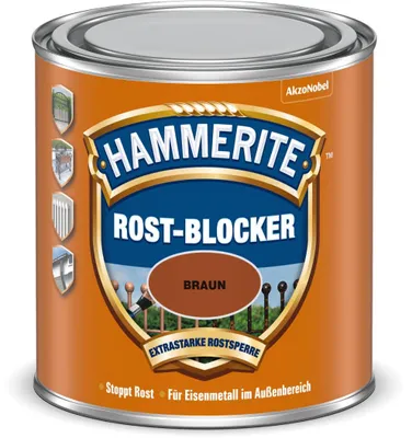 Produktbild von Hammerite Rost-Blocker, Metall, Fertig gemischt, Braun, Braun, Alkydharz, Matte Oberfläche