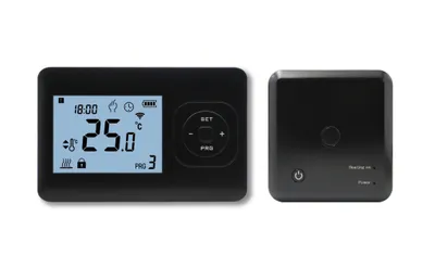 Produktbild von QH Basic programmierbarer Thermostat mit Aufputz-Empfänger schwarz