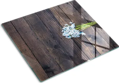 Obrázek produktu pro Kryt varné desky – Kryt na indukční desku – Ochranná skleněná deska – 60x52 cm – Skleněné ochranné desky na sporák – Odolná proti poškrábání a nárazům – Snadné čištění – Hygienická – Tvrzené sklo – Protiskluzové nožičky – Jarní květiny