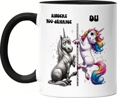 Produktbild von Andere 100-Jährige Du Einhorn Tasse Schwarz Party Freundin 100 Jahre Feier