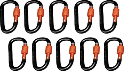 Immagine prodotto di Set di 10 moschettoni, colore 2: nero arancio, 100 kg