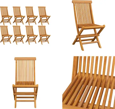 Image de vidaXL Chaises de jardin pliantes 8 pcs. Bois massif teck - Chaise de jardin - Chaises de jardin - Chaise pliante