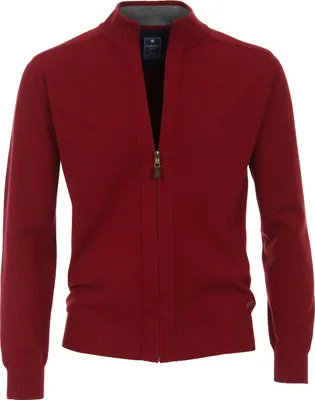 Produktbild von REDMOND Casual Herren Strickjacke Stehkragen Zipper Regular-Fit Rot XL