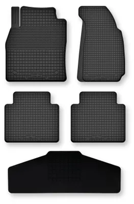 Productafbeelding van Rubberen automatten + tunnelmat voor VW ID.7 vanaf 2023 (stationwagen/liftback) – 5-delig, zwart, op maat – Wielganizator Semi-Universal