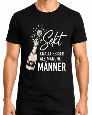 Imagen del producto de Camiseta para hombre, color negro, con el texto: "El champán es mejor que algunos hombres. Despedida de soltera". Talla M
