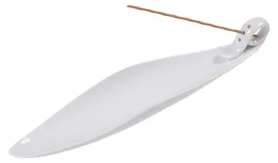 Räucherstäbchenhalter, weißes Porzellan, 3 Löcher, 23 cm lang