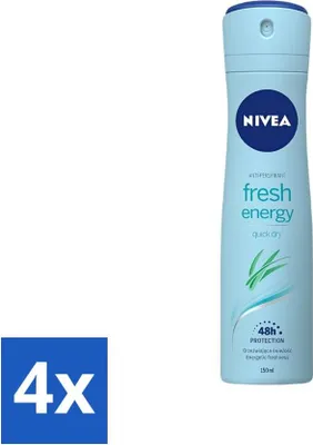 Obrázok produktu pre Nivea - Dezodorant - Sprej - Svieža energia - 48 hodín výdrže - 150 ml - Hodnotné balenie - 4 kusy